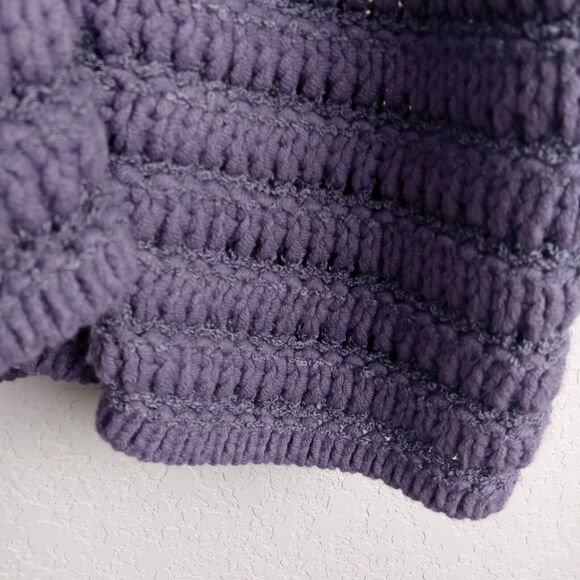 Cardigan Sweater Women's XL Lavender Purple One Button Chunky Knit Grandmacore - Picture 14 of 15